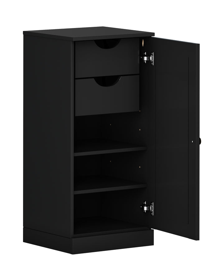 100% Solid Wood Bathroom Storage Cabinet, Shaker Door, 2 Drawers, Adjustable Shelves, 16.5" Wide, 35.75" Tall