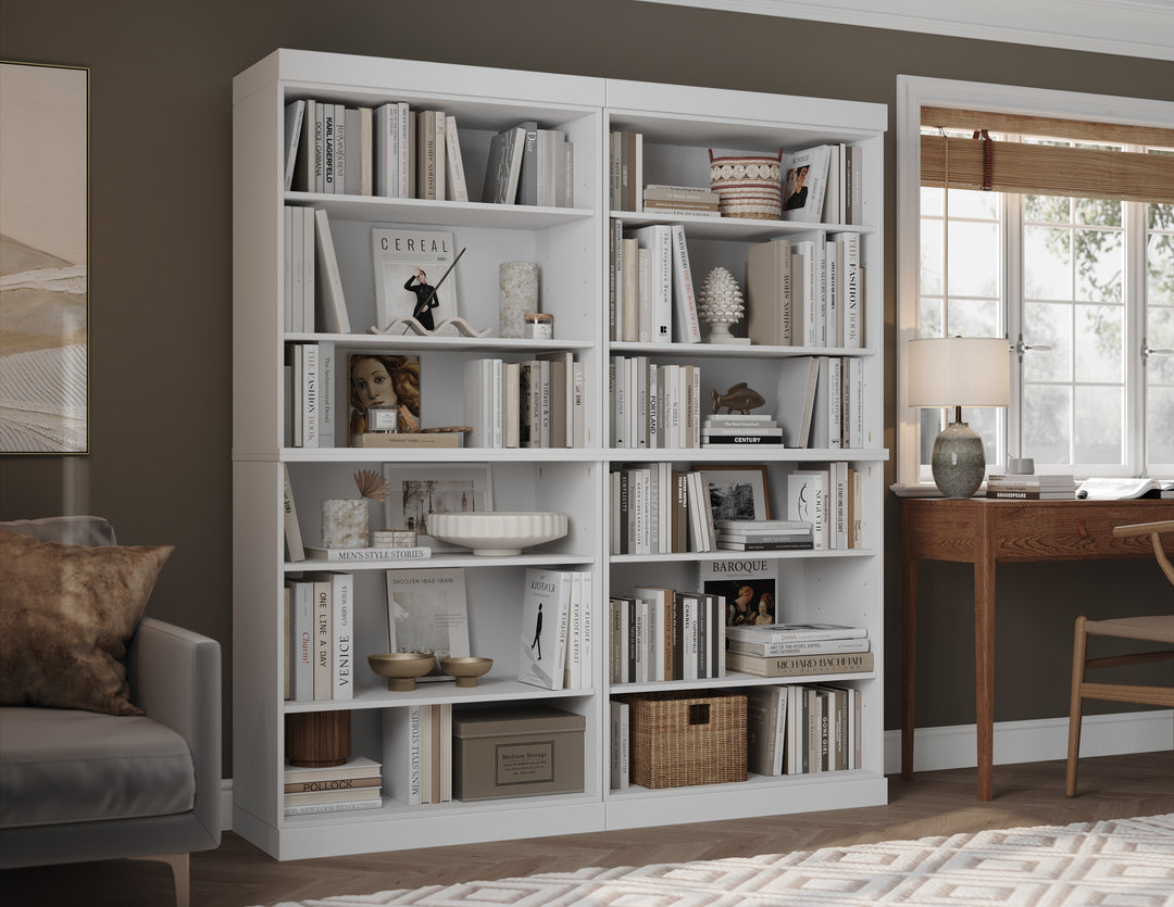 100% Solid Wood 12-Shelf 64" Bookcase, Tall Modular Bookshelf with Adjustable Shelves