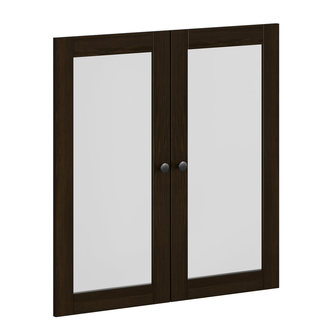 100% Solid Wood Modular Cabinet Clear Glass Double Door Kit