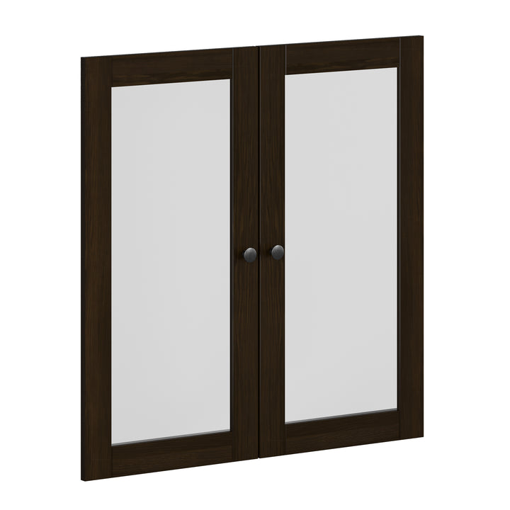 100% Solid Wood Modular Cabinet Clear Glass Double Door Kit
