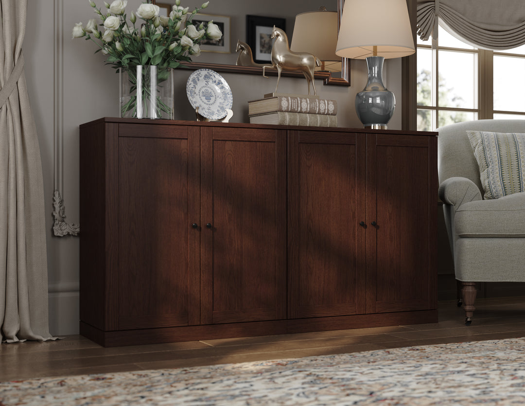Premium 100% Solid European Oak Hardwood Modular Dining Room Sideboard with Shaker Doors – 64" Wide, 35.75" Tall
