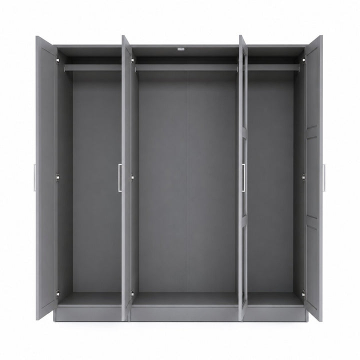 100% Solid Wood 4-Door Wardrobe Armoire with Mirrored Doors, Bedroom Closet Storage – Cosmo Collection