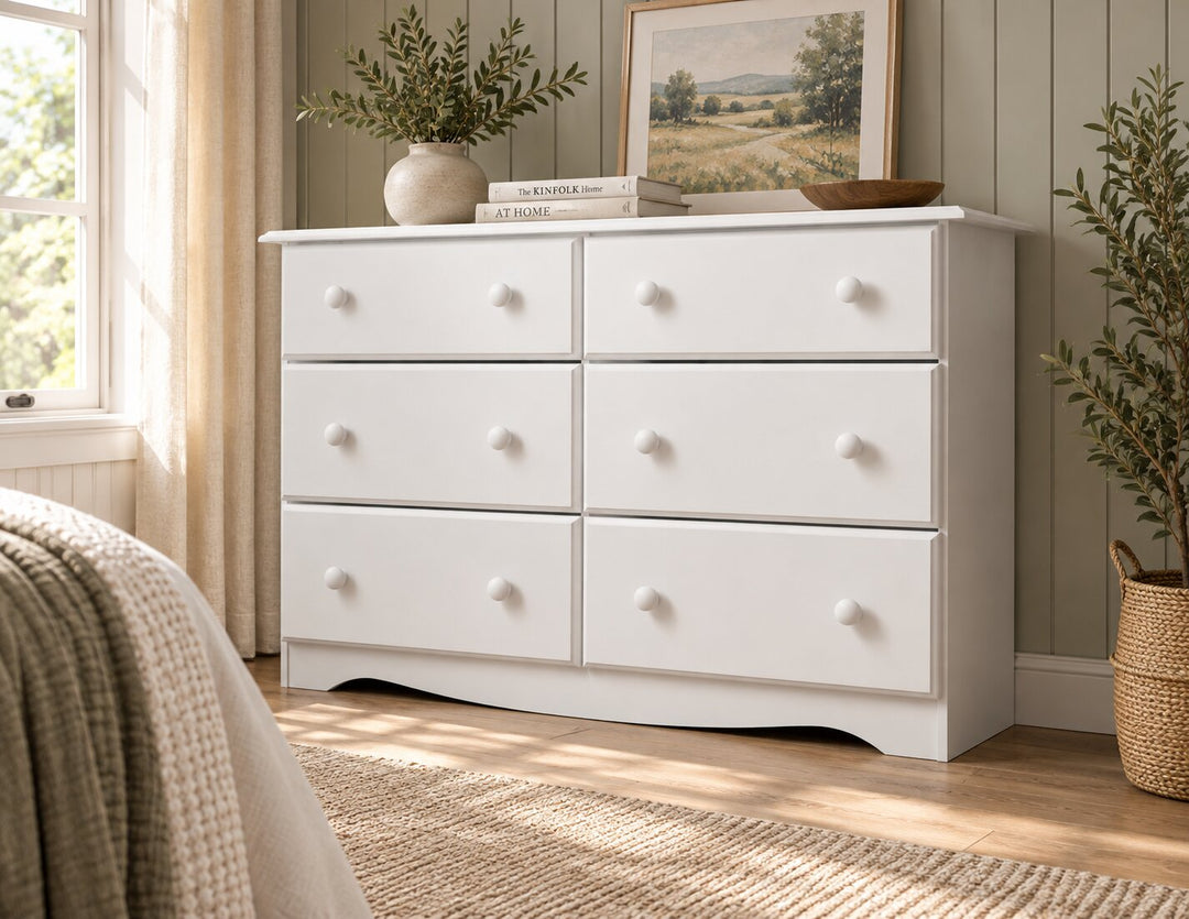 100% Solid Wood Double 6-Drawer Dresser