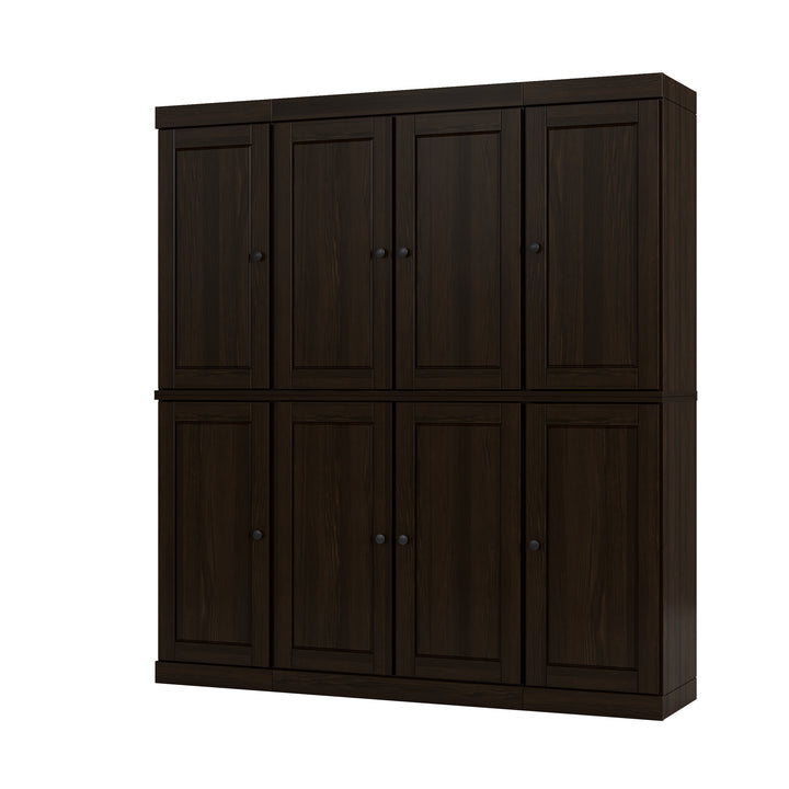 100% Solid Wood Tall Freestanding Kitchen Pantry Cabinet with Doors & 2 Drawers, Modular Storage Cabinet with Adjustable Shelves, 65" W x 71.5" H