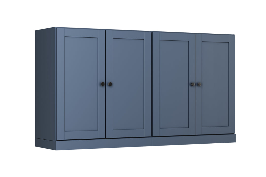 100% Solid Brazilian Pine Wood Sideboard, Shaker Doors, Adjustable Shelves, 64" Wide, 35.75" Tall