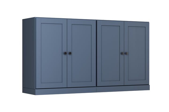 100% Solid Brazilian Pine Wood Sideboard, Shaker Doors, Adjustable Shelves, 64" Wide, 35.75" Tall