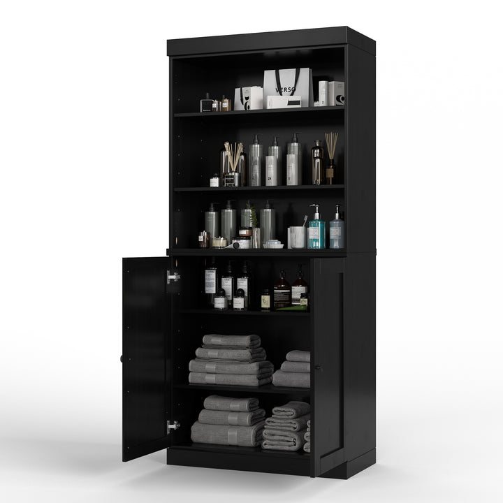 100% Solid Brazilian Pine Wood 32" Bathroom Storage Cabinet with Bottom Shaker Doors and Adjustable Shelves