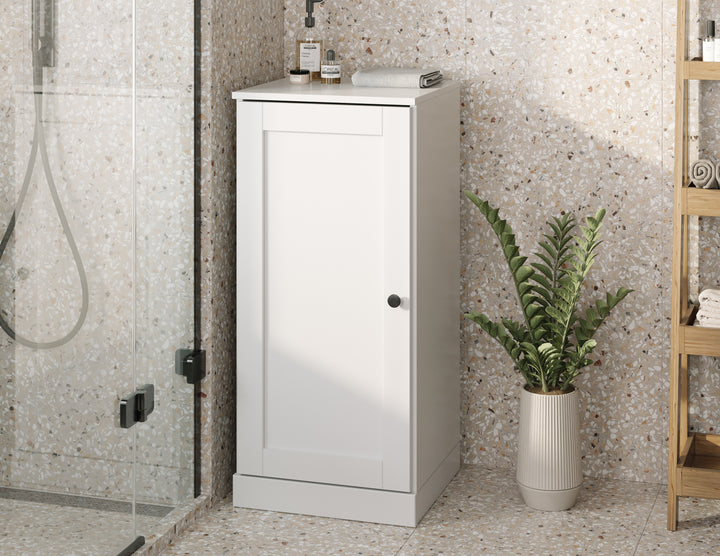 100% Solid Wood 16.5" Small Bathroom Cabinet, Shaker Wood Door, Adjustable Shelves