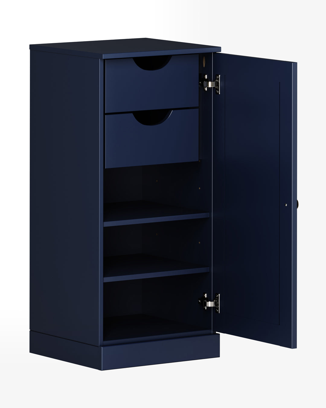 100% Solid Wood Bathroom Storage Cabinet, Shaker Door, 2 Drawers, Adjustable Shelves, 16.5" Wide, 35.75" Tall