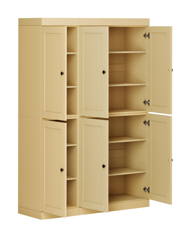 100% Solid Wood 48.5" Pantry Cabinet, Shaker Wood Doors