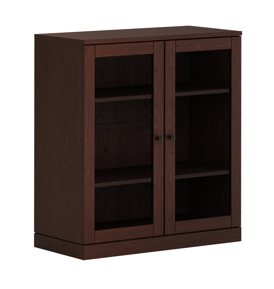 Premium 100% Solid European Oak Hardwood 3-Shelf Modular Bookcase with Tinted Glass Doors – 32" Wide, 35.75" Tall