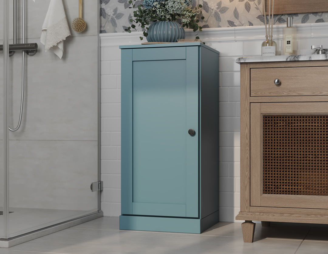 100% Solid Wood Bathroom Storage Cabinet, Shaker Door, 2 Drawers, Adjustable Shelves, 16.5" Wide, 35.75" Tall