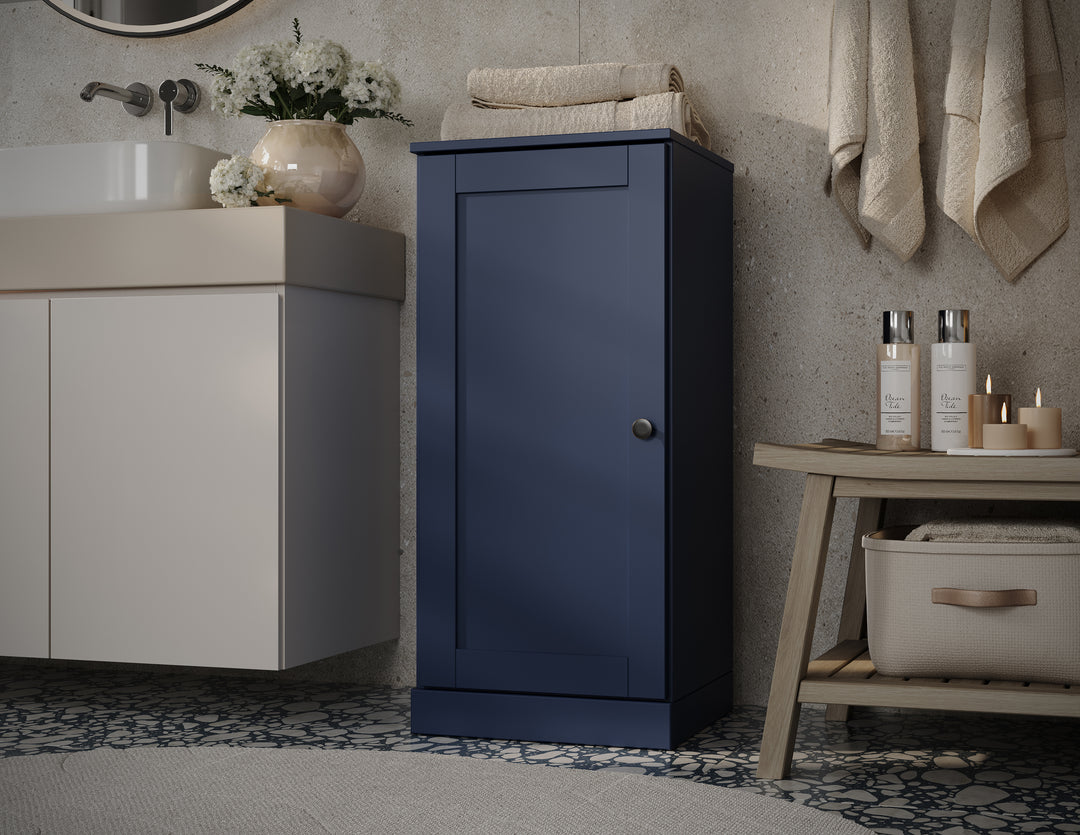 100% Solid Wood Bathroom Storage Cabinet, Shaker Door, 2 Drawers, Adjustable Shelves, 16.5" Wide, 35.75" Tall
