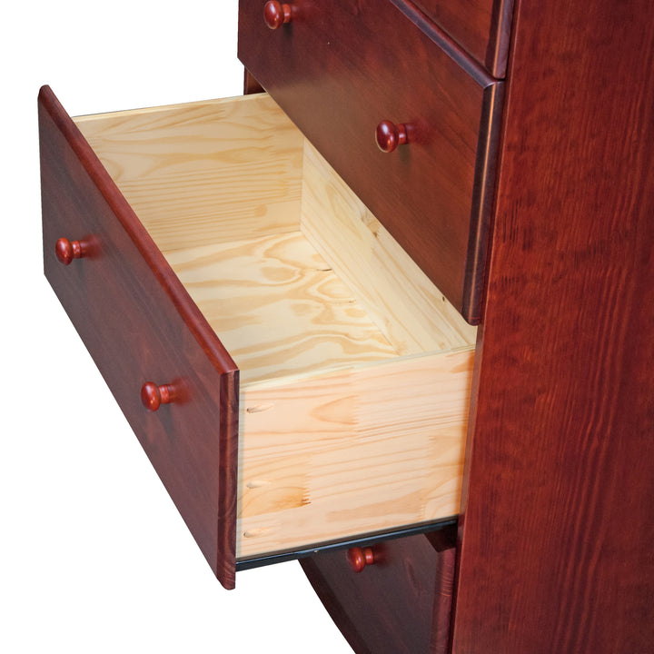 100% Solid Wood 5-Jumbo Drawer Chest with Lock & Metal Knobs