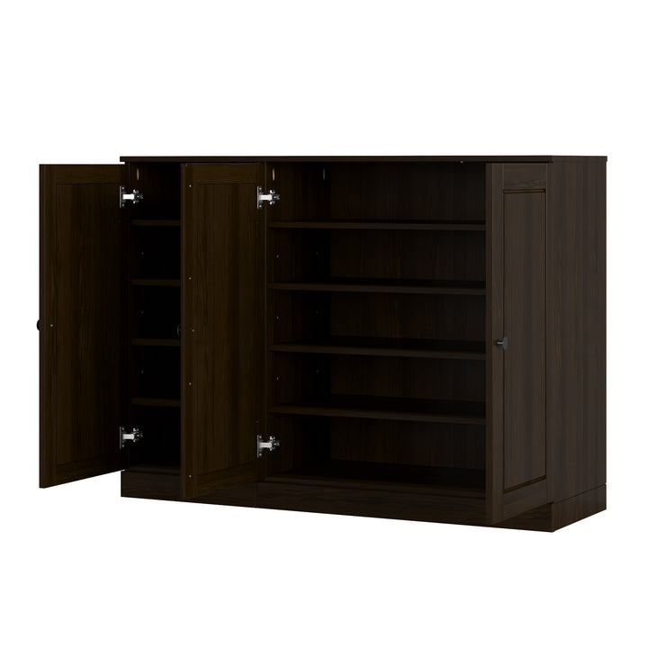100% Solid Wood Shoe Storage Cabinet with Raised Panel Doors, Adjustable Shelves, Space Saving Modular Entryway Organizer, 48.5" W x 35.75" H