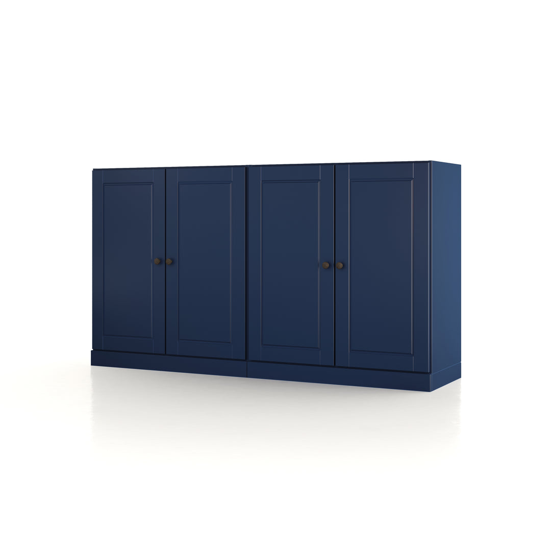 100% Solid Wood 64" Sideboard, Raised Panel Wood Doors, 4 Drawers, Adjustable Shelves