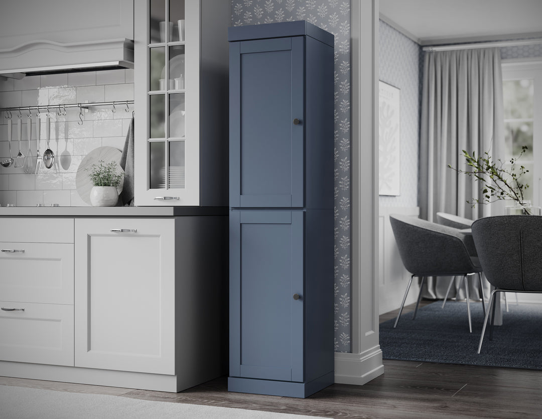 100% Solid Wood 16.5" Pantry Cabinet, 2 Shaker Wood Doors