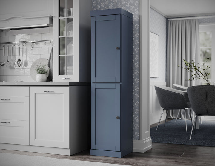 100% Solid Wood 16.5" Pantry Cabinet, 2 Shaker Wood Doors