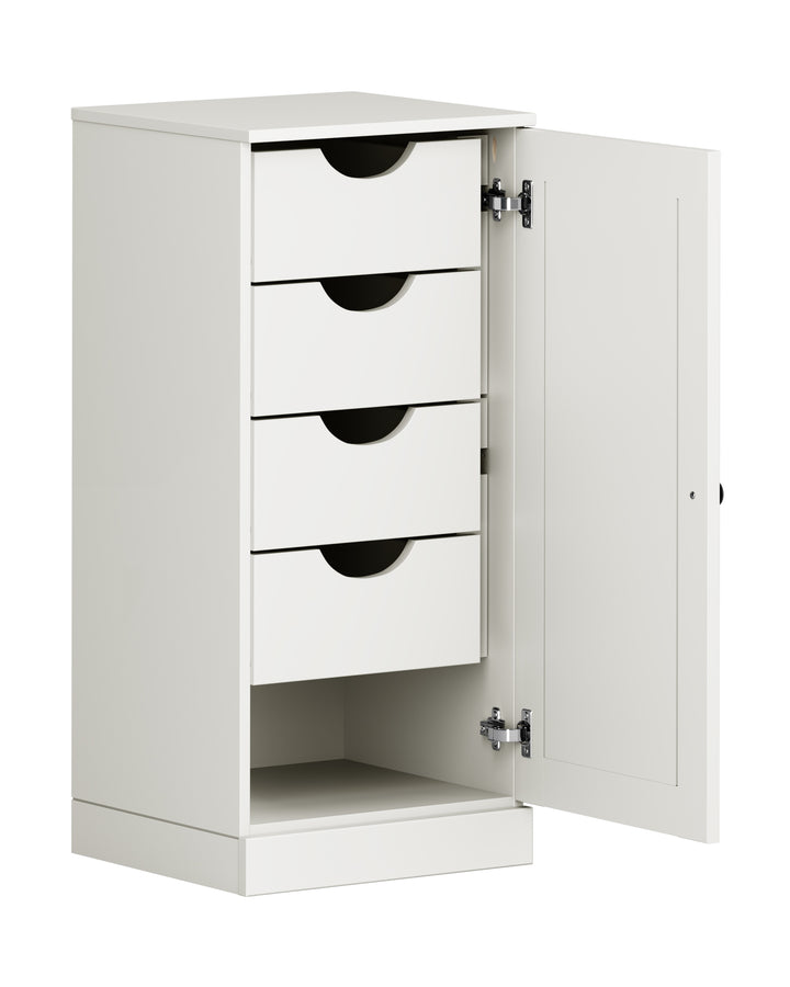100% Solid Wood Bathroom Storage Cabinet, Shaker Door, 4 Drawers, Adjustable Shelves, 16.5" Wide, 35.75" Tall
