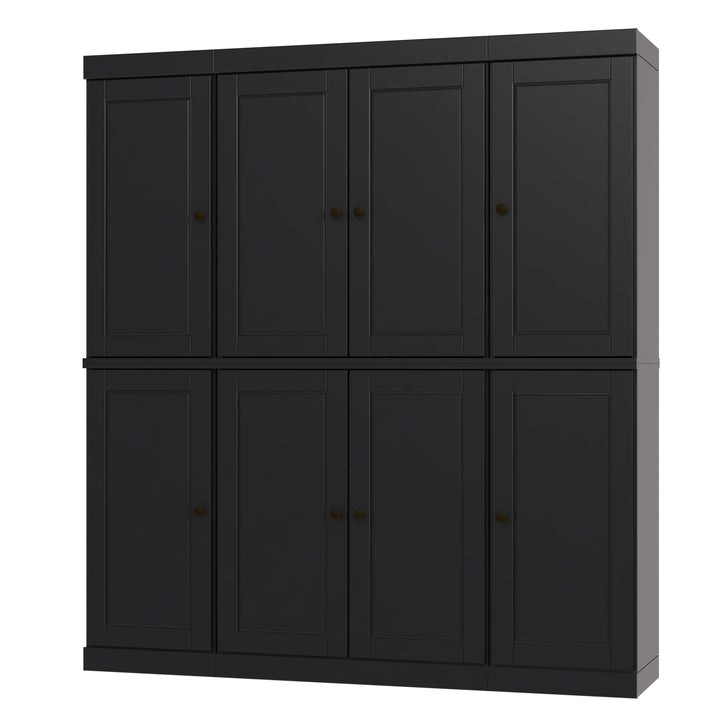 100% Solid Wood Kitchen Pantry Cabinet, Tall Freestanding Modular Storage with Raised Panel Doors & 2 Drawers, Adjustable Shelves, 65" W x 71.5" H