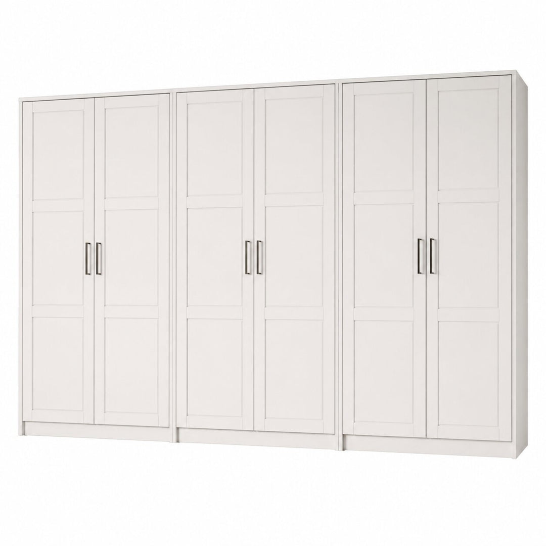 100% Solid Wood Modular 6-Door Wardrobe Armoire with Raised Panel Doors, Bedroom Closet Storage - Urban Collection