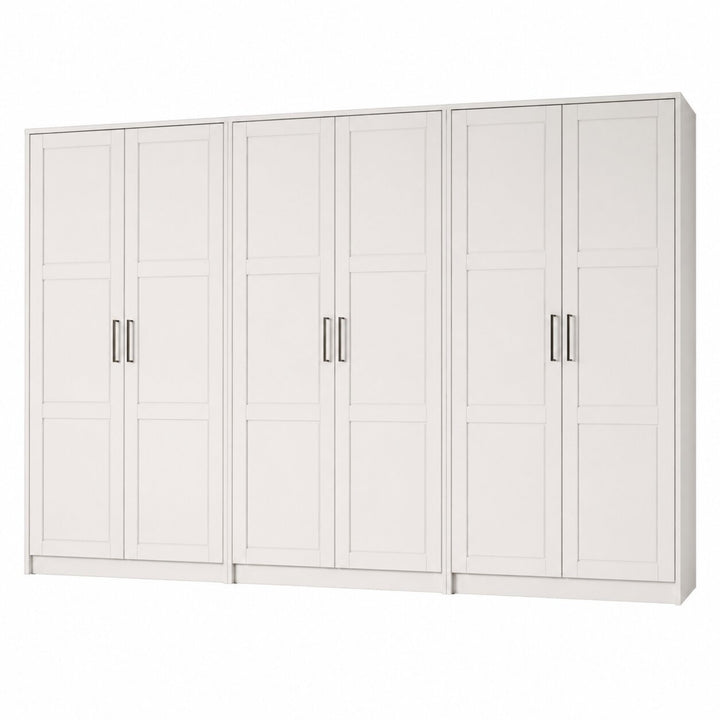 100% Solid Wood Modular 6-Door Wardrobe Armoire with Raised Panel Doors, Bedroom Closet Storage - Urban Collection