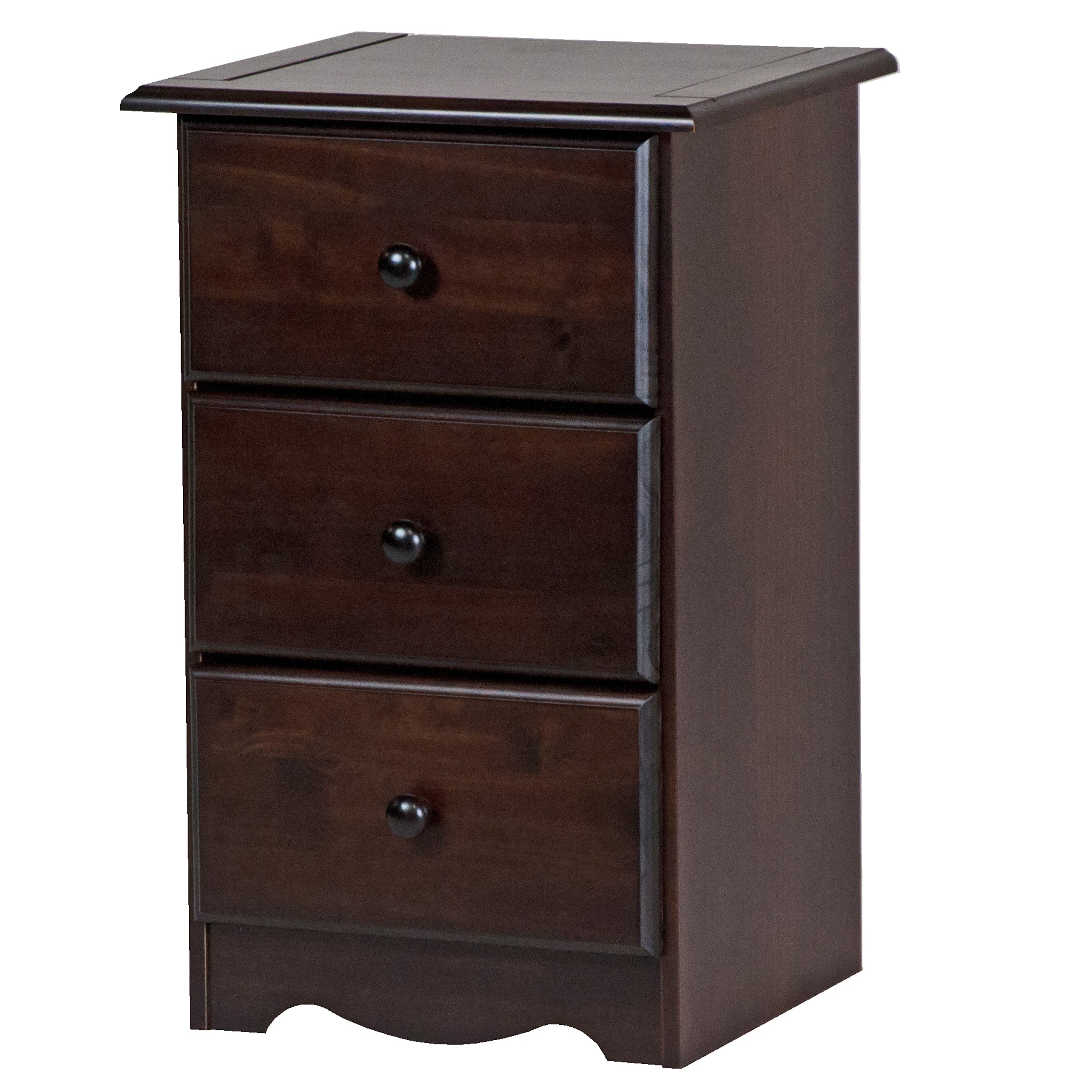 100% Solid Wood Nightstand With 3 Drawers - Thumbnail 2