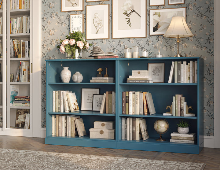 100% Solid Wood Freestanding Modular 6-Shelf Bookcase Cabinet with Open Adjustable Shelves, Display Storage Bookshelf, 64" W x 35.75" H