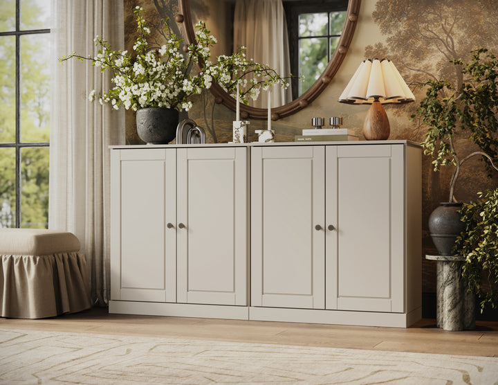 100% Solid Wood Sideboard Buffet with Raised Panel Doors, Credenza Server for Dining Room Storage, 64" W x 35.75" H