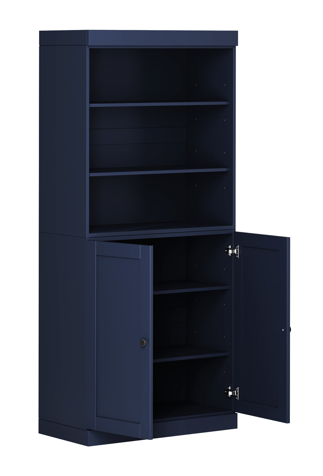 100% Solid Wood 6-Shelf 32" Bookcase Cabinet, 2 Solid Shaker Wood Doors, Adjustable Shelves