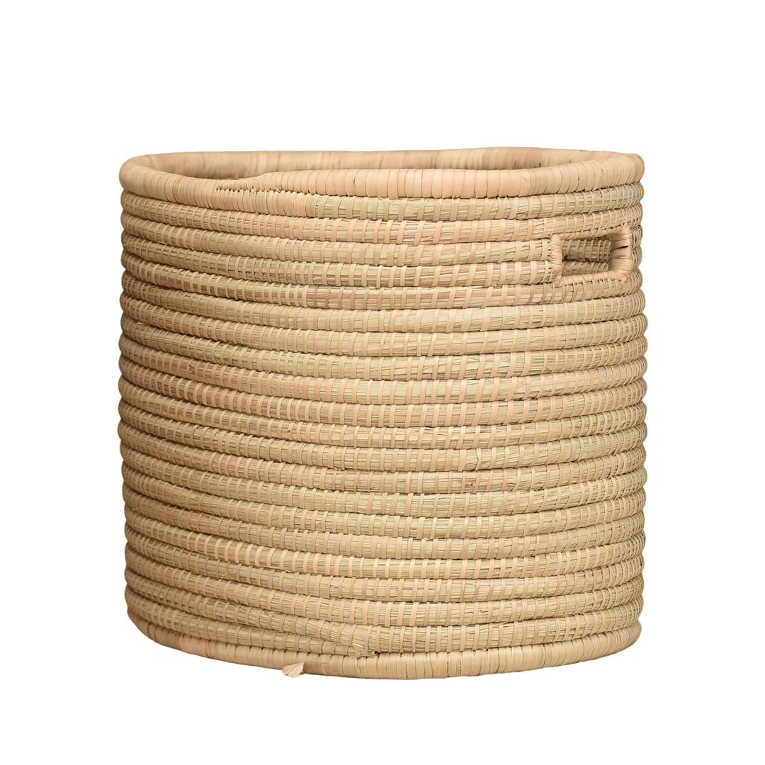 100% Handwoven Natural Rattan 18.5" Oval Basket with Handles, Boho Farmhouse Decorative Laundry & Storage Organizer, Handcrafted – Authentic African Craftsmanship, Baskets - Palace Imports