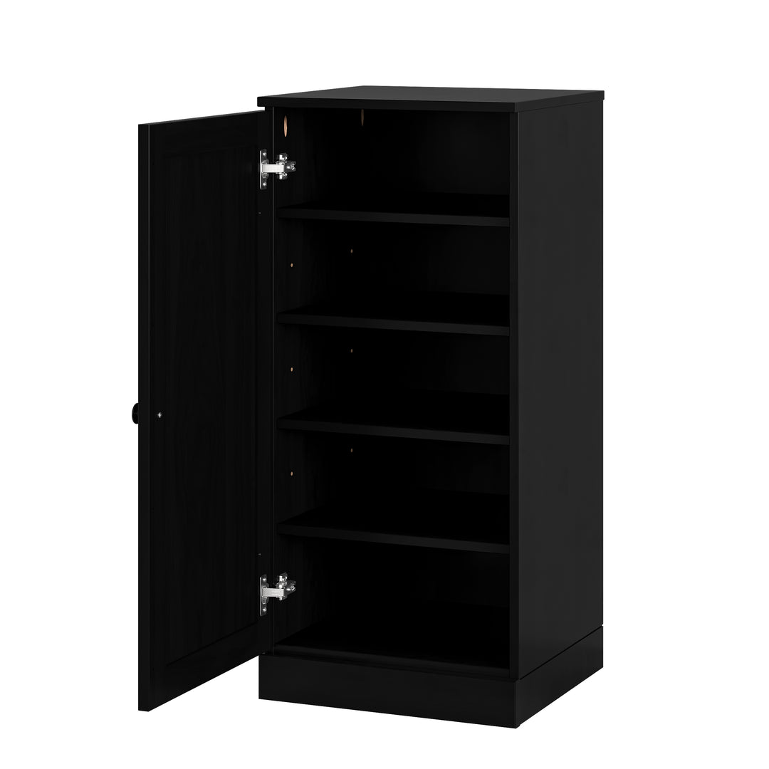 100% Solid Wood Narrow Shoe Storage Cabinet with Shaker Door, Adjustable Shelves, Space Saving Stackable Organizer, 16.5" W x 35.75" H