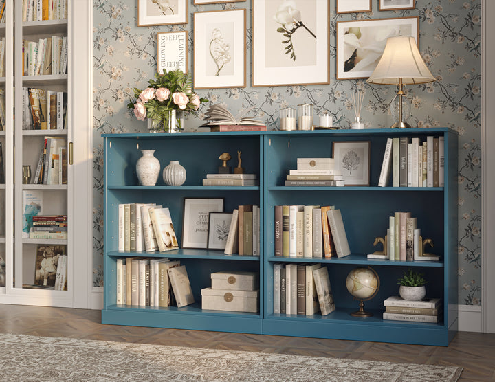 100% Solid Wood 6-Shelf Bookcase Cabinet with Open Storage and Adjustable Shelves, Display Bookshelf, 64" W x 35.75" H
