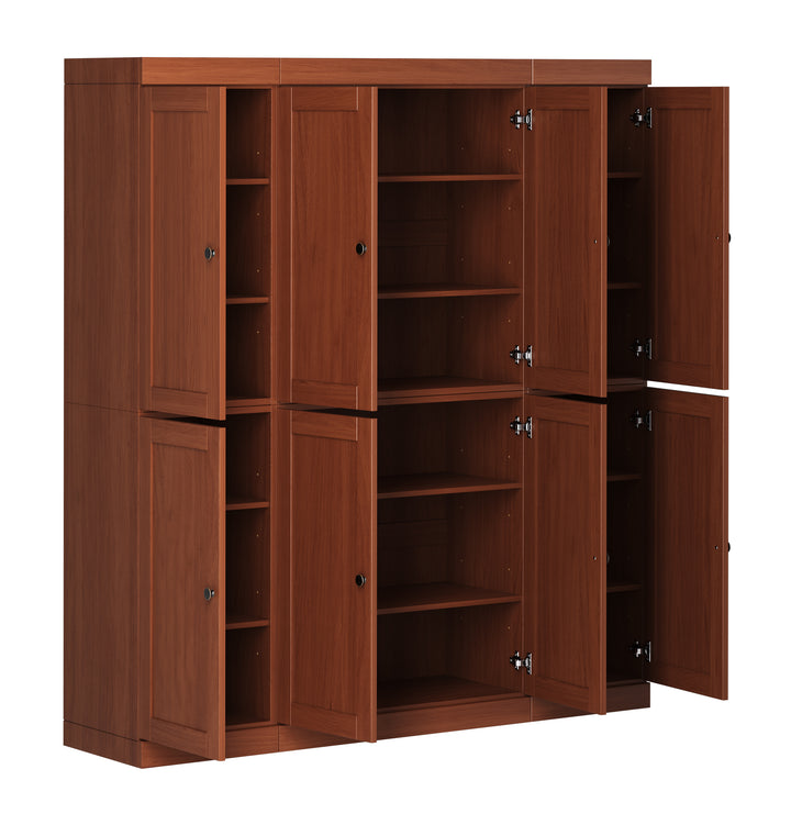 100% Solid Wood 65" Pantry Cabinet, 8 Shaker Wood Doors