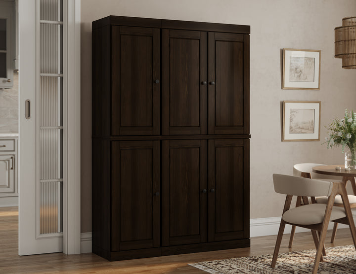 100% Solid Wood Kitchen Pantry Cabinet, Tall Freestanding Modular Storage with Raised Panel Doors, Adjustable Shelves, 48.5" W x 71.5" H