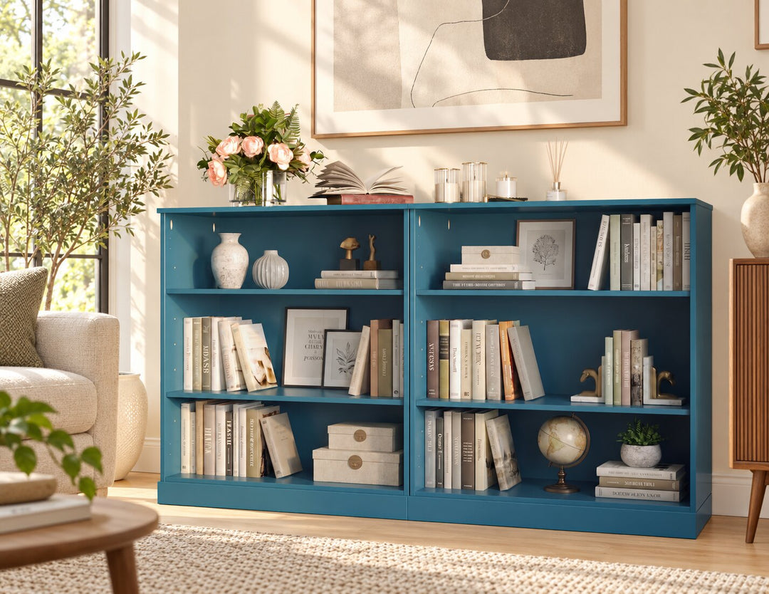 100% Solid Wood Freestanding Modular 6-Shelf Bookcase Cabinet with Open Adjustable Shelves, Display Storage Bookshelf, 64" W x 35.75" H