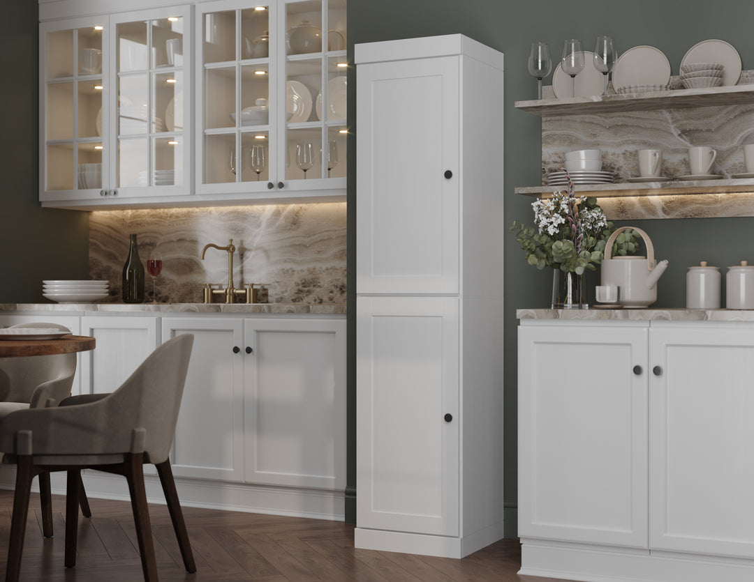 100% Solid Wood 16.5" Pantry Cabinet, 2 Shaker Wood Doors