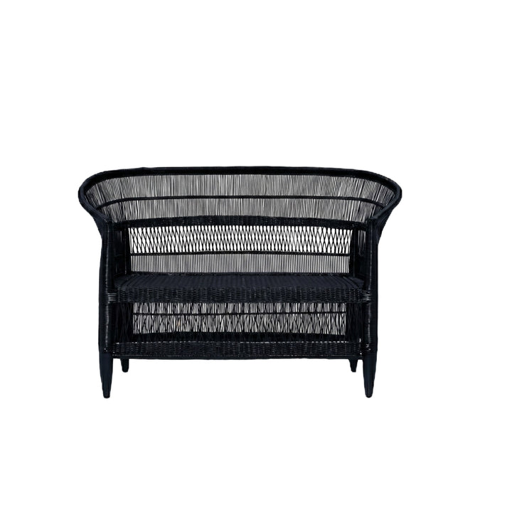 100% Solid Wood Frame Handwoven Natural Rattan Indoor Loveseat, Boho Farmhouse Accent Seating – Authentic African Craftsmanship