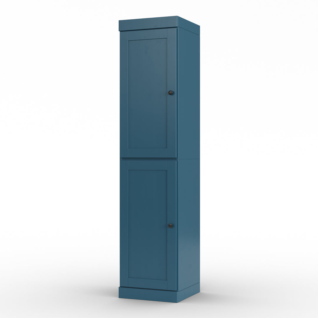 100% Solid Wood Bathroom Storage Cabinet, Shaker Doors, 2 Drawers, Adjustable Shelves, 16.5" Wide, 71.5" Tall