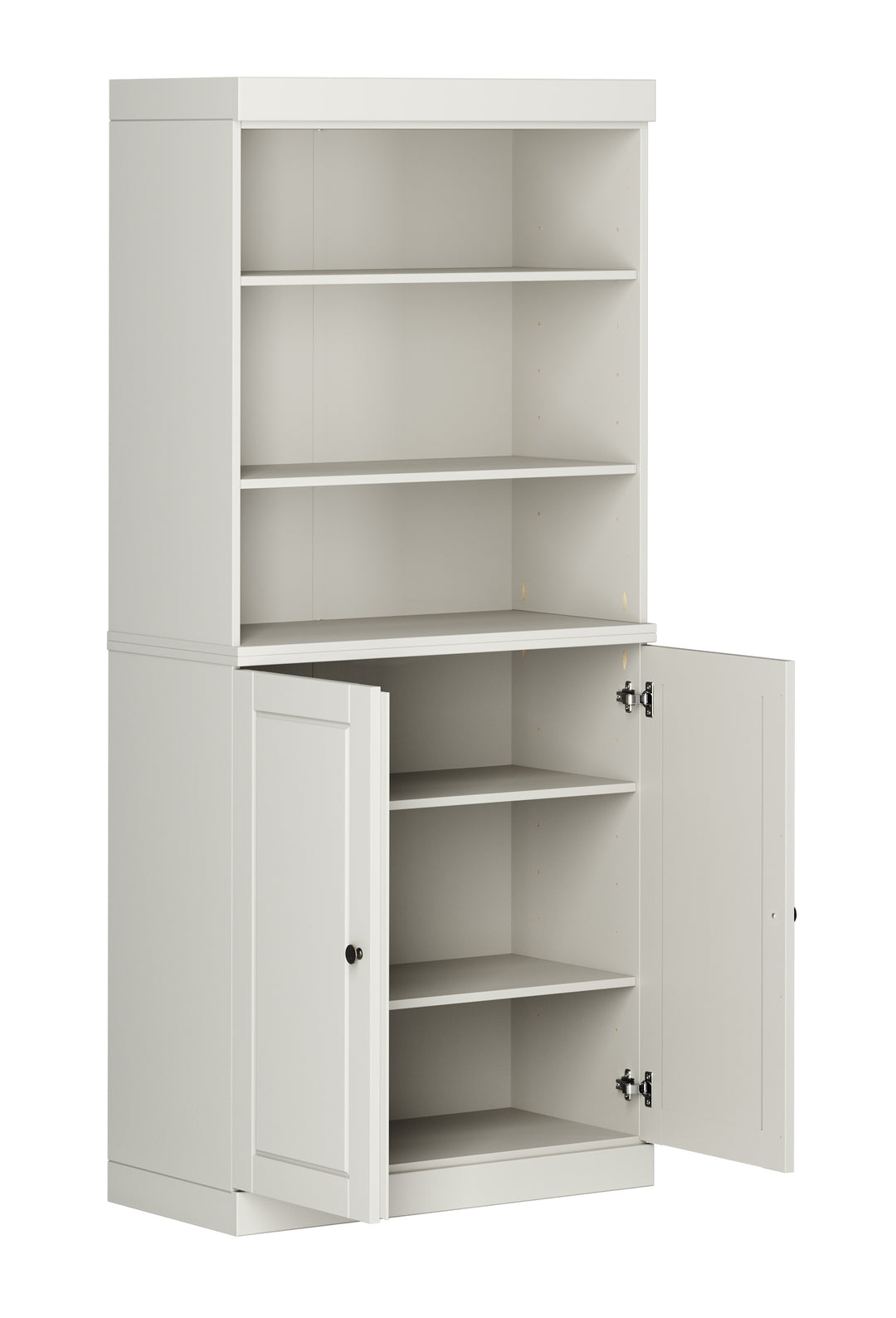 100% Solid Wood Tall Modular Bookcase Cabinet with Doors & Open Shelves, Storage Display Bookshelf with Adjustable Shelves, 32" W x 71.5" H