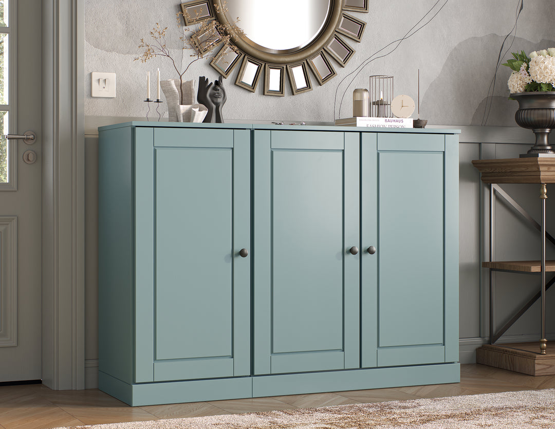 100% Solid Wood Shoe Storage Cabinet with Raised Panel Doors, Adjustable Shelves, Space Saving Modular Entryway Organizer, 48.5" W x 35.75" H
