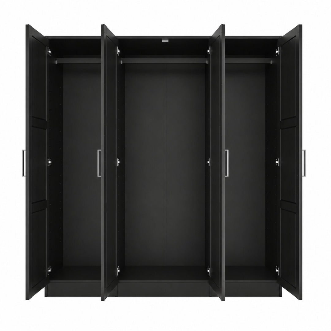 100% Solid Wood 4-Door Wardrobe Armoire with Raised Panel Doors, Bedroom Closet Storage - Cosmo Collection