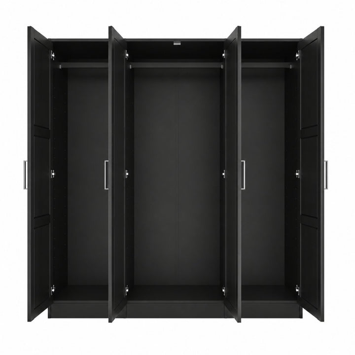 100% Solid Wood 4-Door Wardrobe Armoire with Raised Panel Doors, Bedroom Closet Storage - Cosmo Collection
