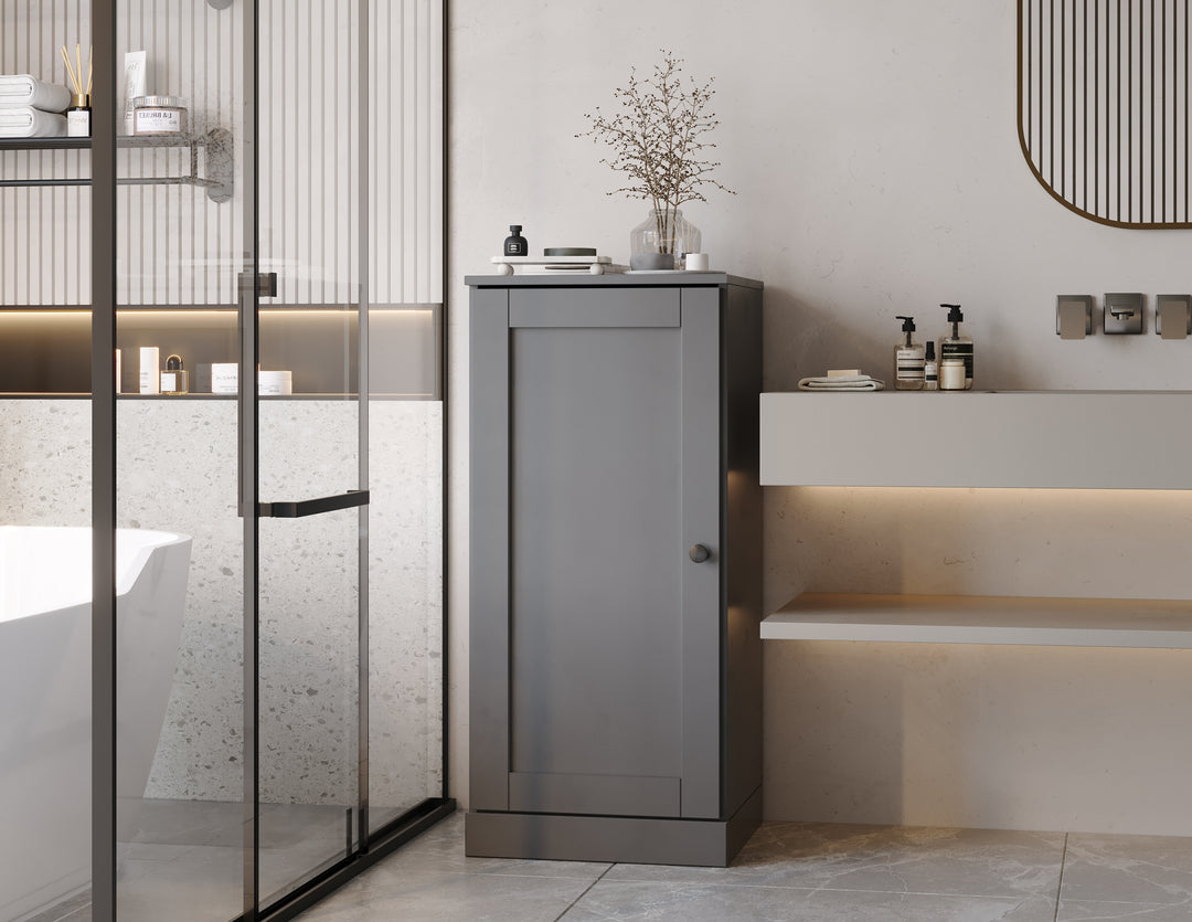 100% Solid Wood 16.5" Small Bathroom Cabinet, Shaker Wood Door, Adjustable Shelves