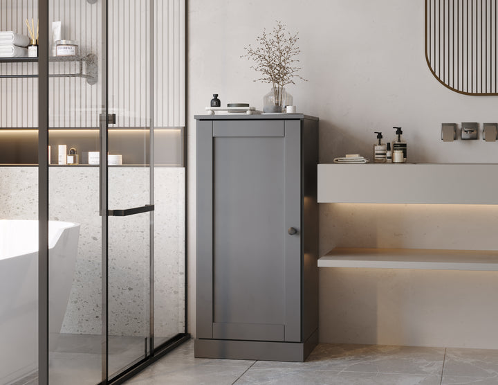 100% Solid Wood 16.5" Small Bathroom Cabinet, Shaker Wood Door, Adjustable Shelves