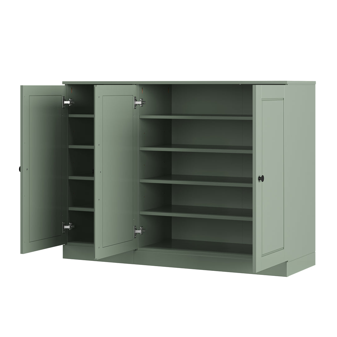 100% Solid Wood Shoe Storage Cabinet with Raised Panel Doors, Adjustable Shelves, Space Saving Modular Entryway Organizer, 48.5" W x 35.75" H