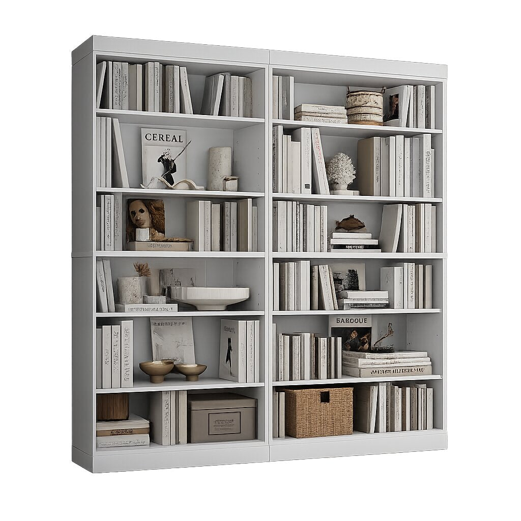 100% Solid Wood Tall Modular Bookcase Cabinet with 12 Adjustable Shelves, Open Display Storage Bookshelf, 64" W x 71.5" H