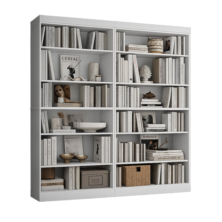 100% Solid Wood Tall Modular Bookcase Cabinet with 12 Adjustable Shelves, Open Display Storage Bookshelf, 64" W x 71.5" H