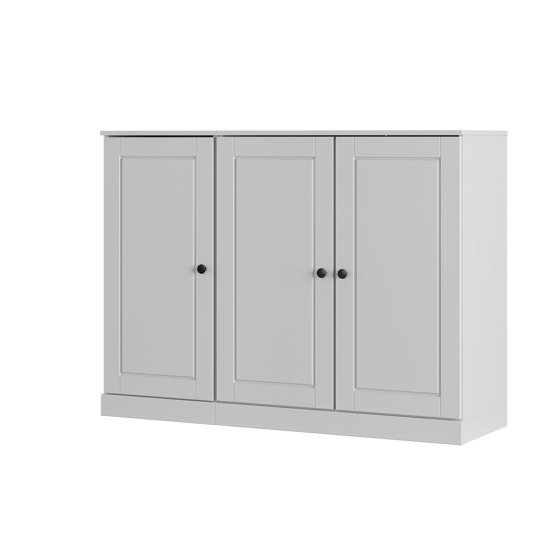 100% Solid Wood Shoe Storage Cabinet with Raised Panel Doors, Adjustable Shelves, Space Saving Modular Entryway Organizer, 48.5" W x 35.75" H
