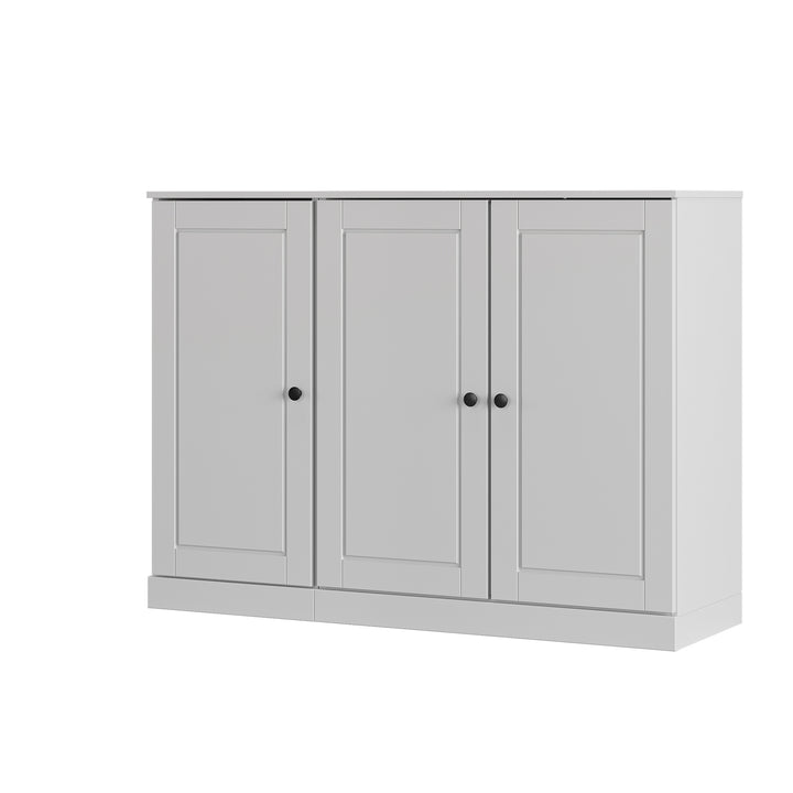 100% Solid Wood Shoe Storage Cabinet with Raised Panel Doors, Adjustable Shelves, Space Saving Modular Entryway Organizer, 48.5" W x 35.75" H